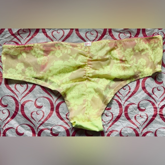 ‼️SOLD‼️NWT VS PINK Cotton & Mesh Neon Pink bow underwear panty Hipster Medium - Picture 2 of 4